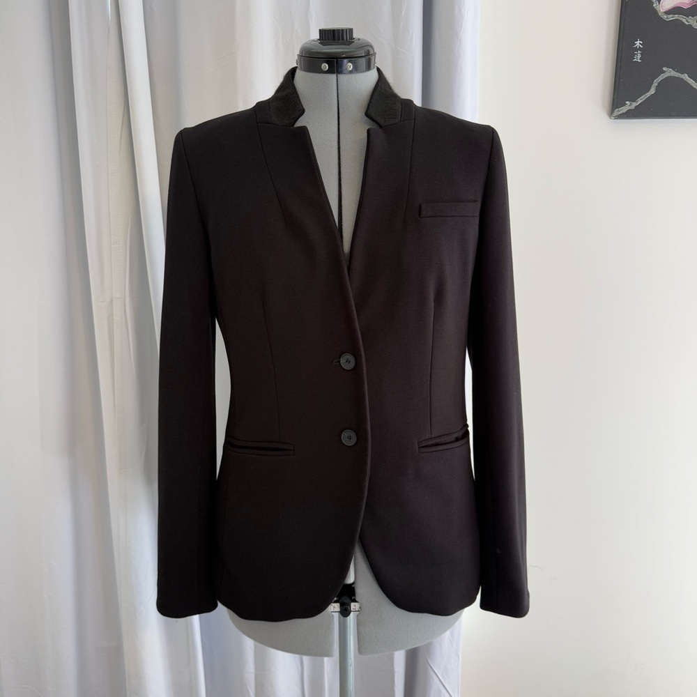 LOFT Black Blazer Womens 4 Stand Collar Career Stretch Jacket